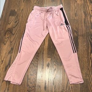 Adidas Pink Track Pants with Black Stripes